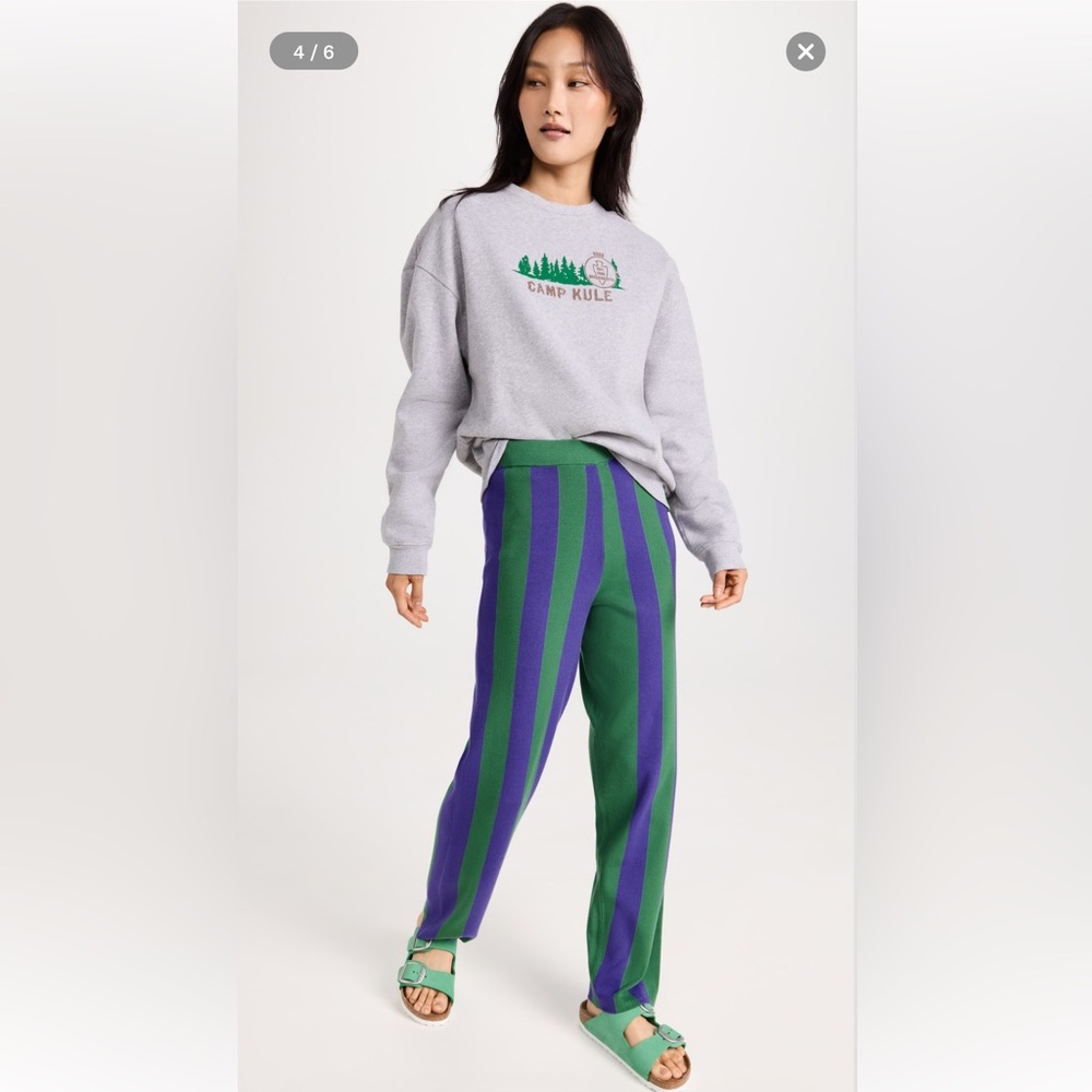 NWOT KULE The Nola Pants in Green and Grape Stripe- size XL